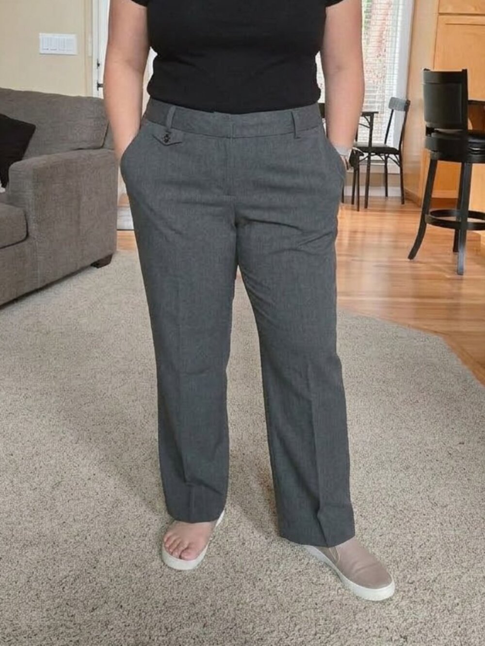NWT Talbots sz 14P signature gray dress pants sits slightly below waist